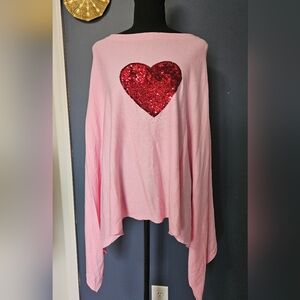 NWT Victoria Harbour Sequin Heart Poncho One Size Fits Most